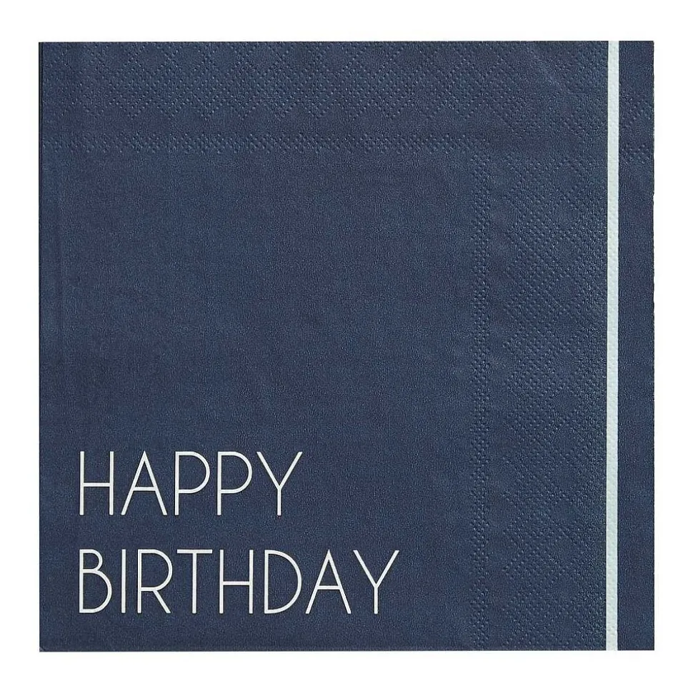 Servietten "Happy Birthday" dunkelblau 16 Stück