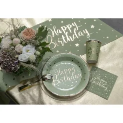 Servietten "Happy Birthday" olivgrün 20 Stück