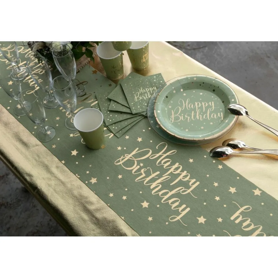 Servietten "Happy Birthday" olivgrün 20 Stück