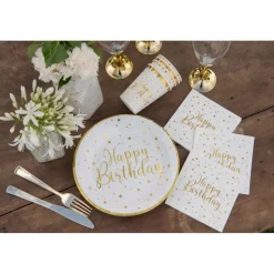 Servietten "Happy Birthday" weiß 20 Stück