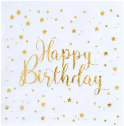 Servietten "Happy Birthday" weiß 20 Stück