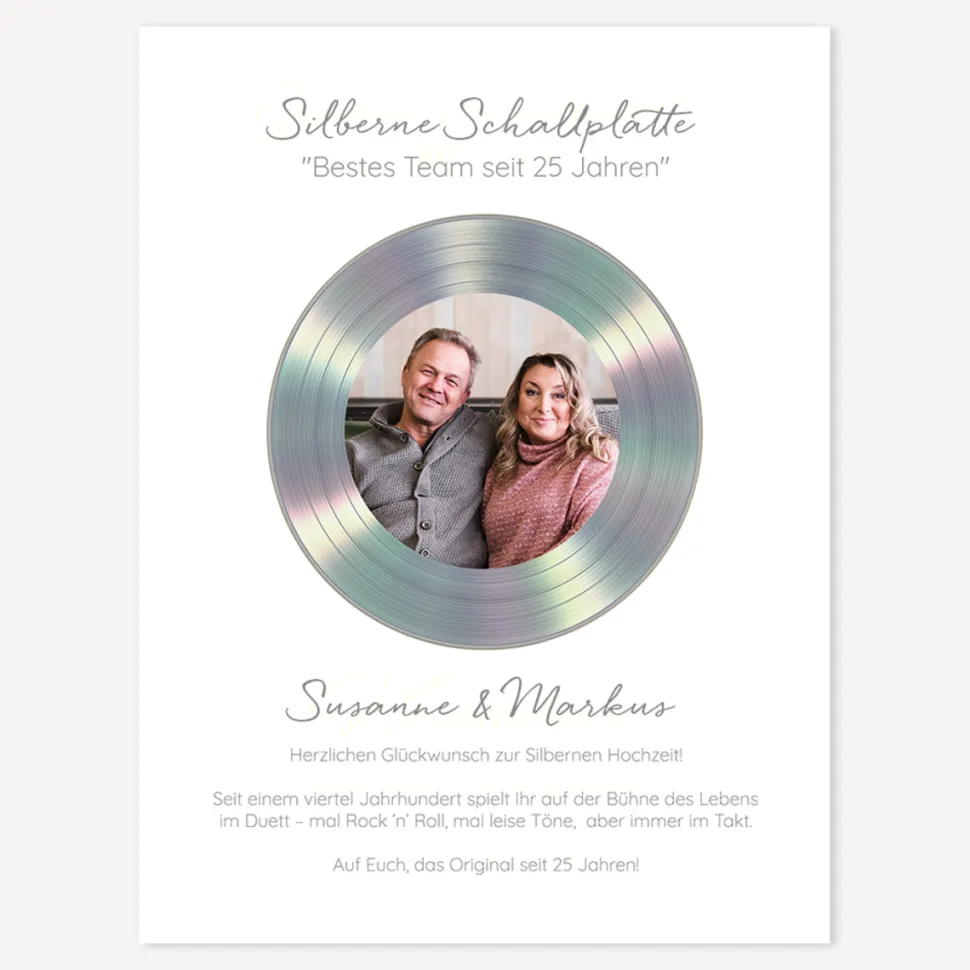 Silberhochzeit Geschenk Schallplatte "Bestes Team"