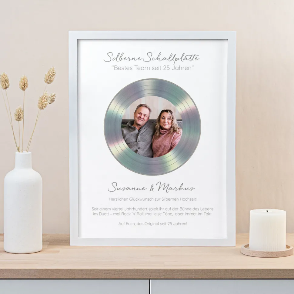Silberhochzeit Geschenk Schallplatte "Bestes Team"