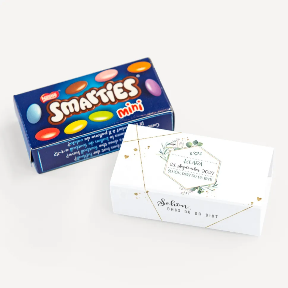 SMARTIES mini mit Banderole "Aquarell Eukalyptus Zweige"