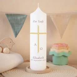 Taufkerze Alpha Omega