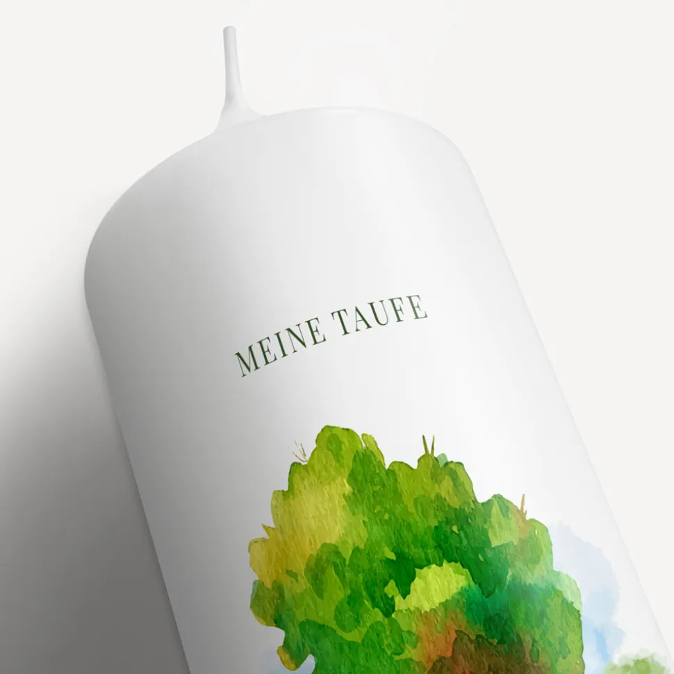 Taufkerze Baum grün