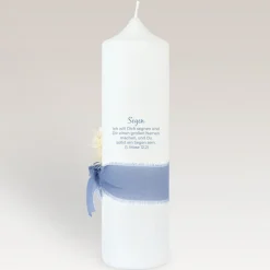 Taufkerze Blütenkranz blau