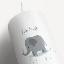 Taufkerze Elefant Elio mit Juteband