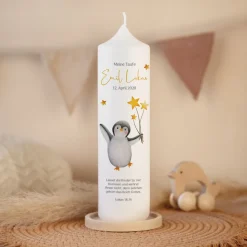 Taufkerze Fröhlicher Pinguin