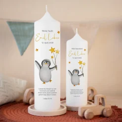 Taufkerze Fröhlicher Pinguin