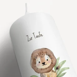 Taufkerze Löwe Leo mit Juteband