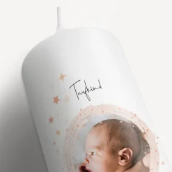 Taufkerze Mädchen Sterne mit Foto