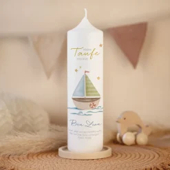 Taufkerze Segelboot