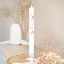 Taufkerze Trockenblumen Blush schmal