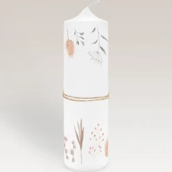 Taufkerze Wild Flowers mit Juteband