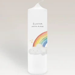 Taufkerze Wolke mit Regenbogen
