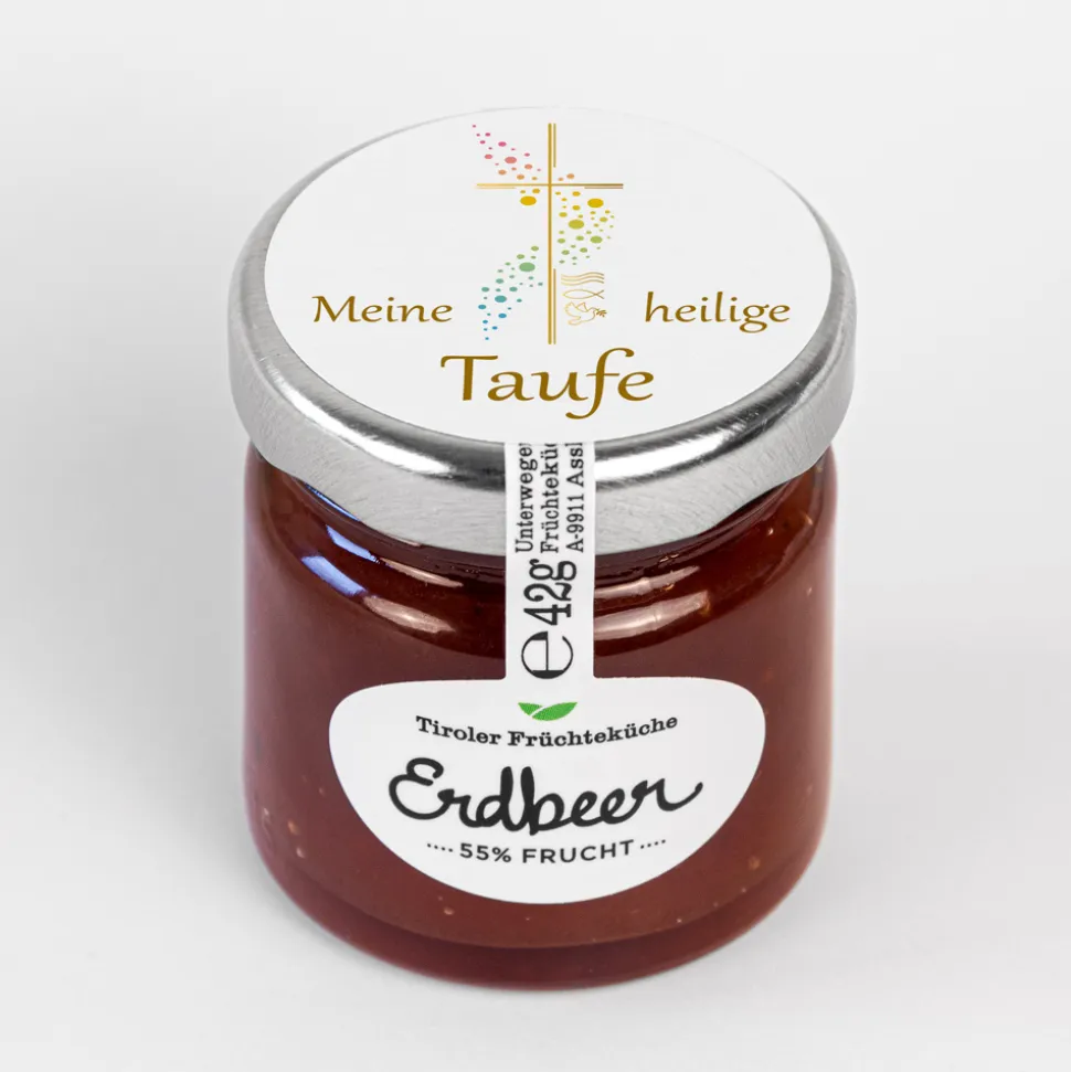 Tiroler Früchteküche Erdbeer Konfitüre "Kreuz mit Symbolen“