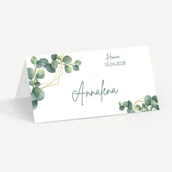 Tischkarte Aufsteller "Eukalyptus Geometrie"