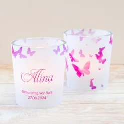 Tischkarte Geburtstag Windlicht Schmetterling