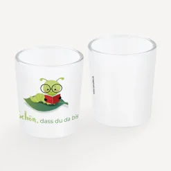 Tischkarte Windlicht "Bücherwurm" inkl. Glas