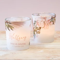 Tischkarte Windlicht Boho Pampas inkl. Glas