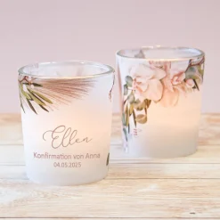 Tischkarte Windlicht Boho Pampas inkl. Glas
