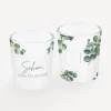 Tischkarte Windlicht "Eukalyptus Geometrie" inkl. Glas
