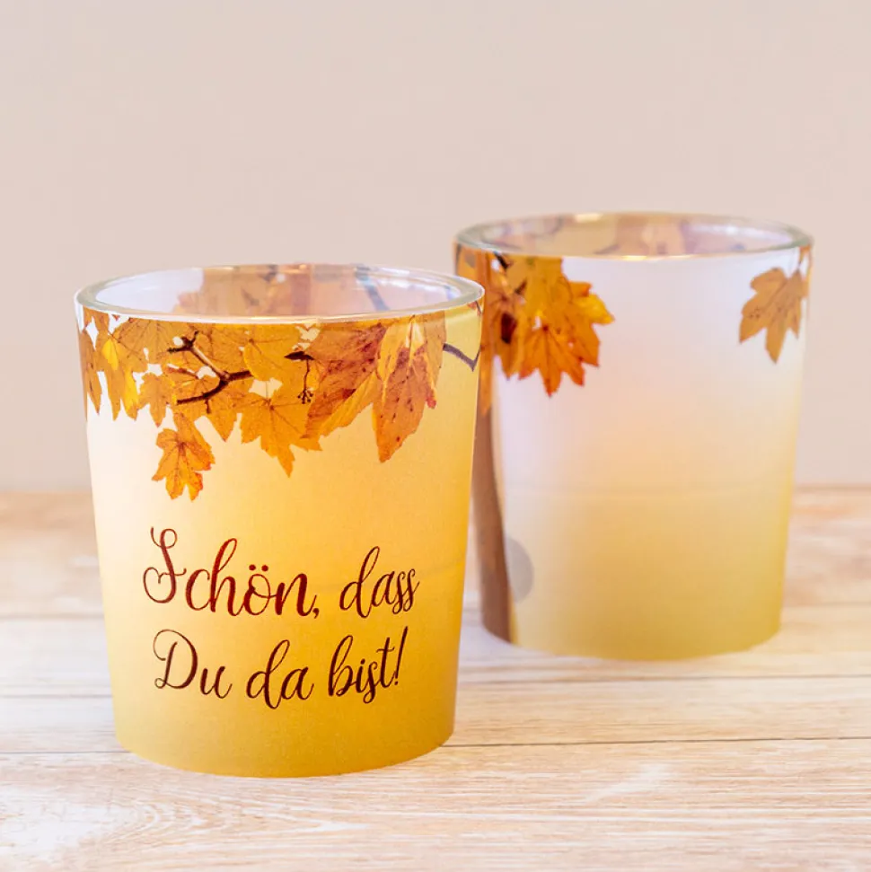 Tischkarte Windlicht Herbstlicht inkl. Glas