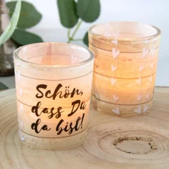 Tischkarte Windlicht Holz inkl. Glas
