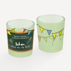 Tischkarte Windlicht "Hurra Schulkind" inkl. Glas