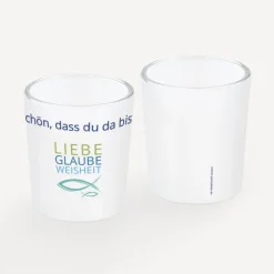Tischkarte Windlicht Junge "Liebe Glaube Weisheit" inkl. Glas