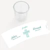 Tischkarte Windlicht Kommunion Junge "Kreuz Modern" inkl. Glas