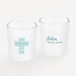 Tischkarte Windlicht Kommunion Junge "Kreuz Modern" inkl. Glas