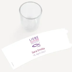 Tischkarte Windlicht Mädchen "Liebe Glaube Weisheit" inkl. Glas