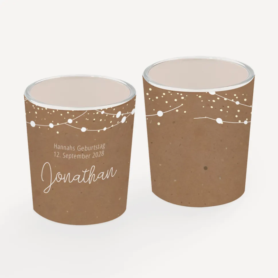 Tischkarte Windlicht "Party Lights" inkl. Glas