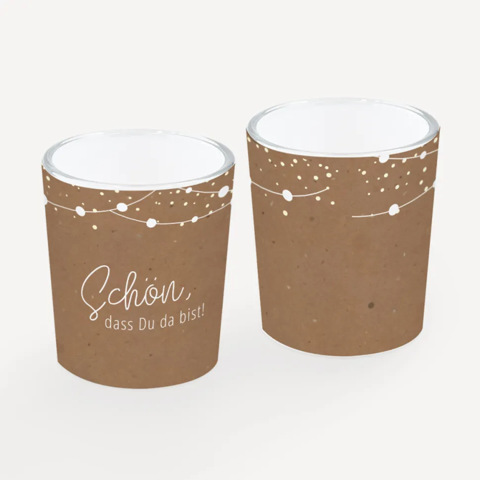 Tischkarte Windlicht "Party Lights" inkl. Glas