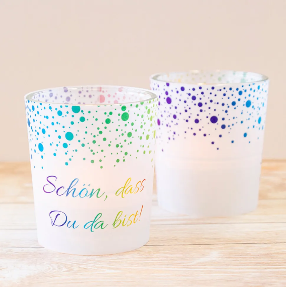 Tischkarte Windlicht Pünktchenregen inkl. Glas
