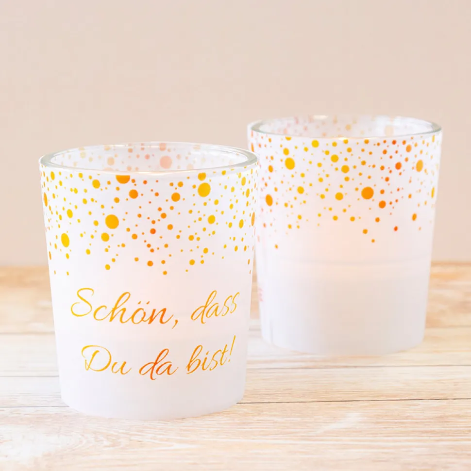 Tischkarte Windlicht Pünktchenregen inkl. Glas