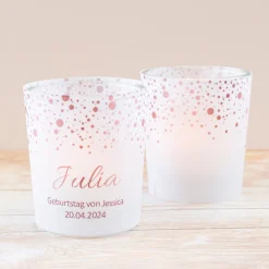 Tischkarte Windlicht Pünktchenregen inkl. Glas