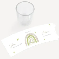 Tischkarte Windlicht "Regenbogen mit Herzen Pastell“ inkl. Glas