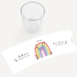 Tischkarte Windlicht "Regenbogen Vintage" inkl. Glas