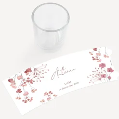 Tischkarte Windlicht "Trockenblumen Blush" inkl. Glas