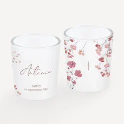 Tischkarte Windlicht "Trockenblumen Blush" inkl. Glas