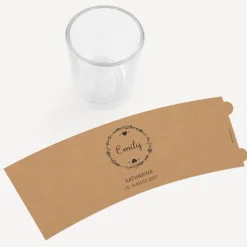 Tischkarte Windlicht "Vintage Natural" inkl. Glas