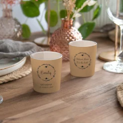 Tischkarte Windlicht "Vintage Natural" inkl. Glas