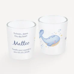 Tischkarte Windlicht "Wal Willy" inkl. Glas