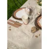 Tischläufer Blüten Stickerei creme 28 cm x 2,5 m