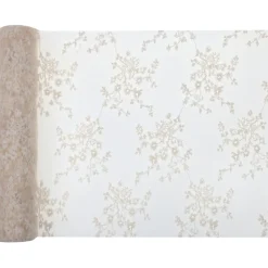 Tischläufer Blüten Stickerei creme 28 cm x 2,5 m