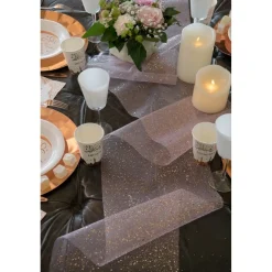 Tischläufer Glitzer rosa-roségold 30 cm x 5 m