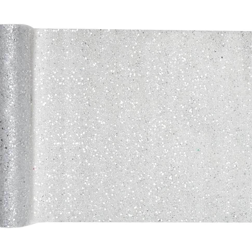 Tischläufer Glitzer silber 30 cm x 5 m